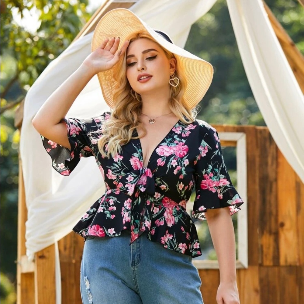 Floral Print Babydoll Top
